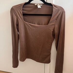 Light Green & Light Brown Long Sleeve Top